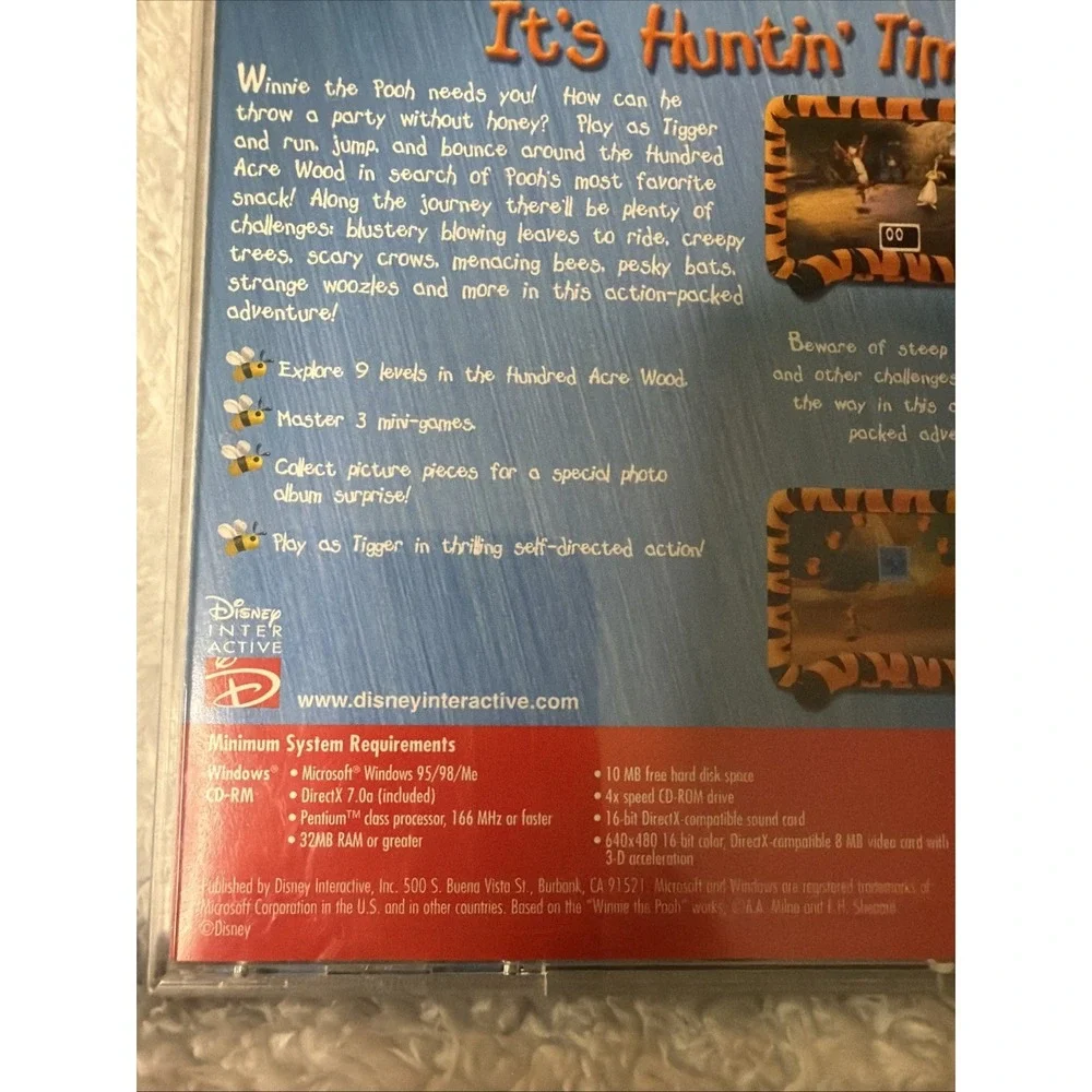 Disneys Tigger's Honey Hunt Junior Adventure PC CD ROM VTG Winnie The Pooh Game